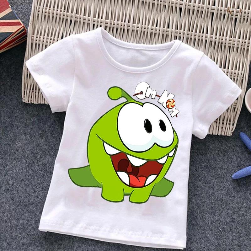 Funny Baby Girl Boy Cartoon Game Cut The Rope T-Shirt Children Frog Short Sleeve Top Tees Kids