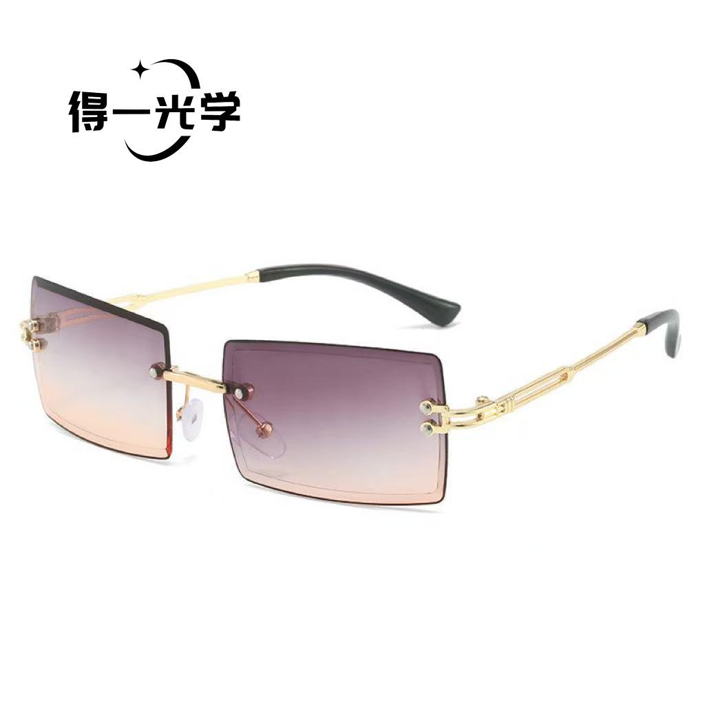 New diamond trimmed small frame rimless square sunglasses sunglasses sunglasses UV protection sunglasses