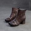 Fashion GKITINOO 2025 Summer New Commuter Thick Heel Genuine Leather Hollow-out Breathable Short Boots Vintage Women's Shoes