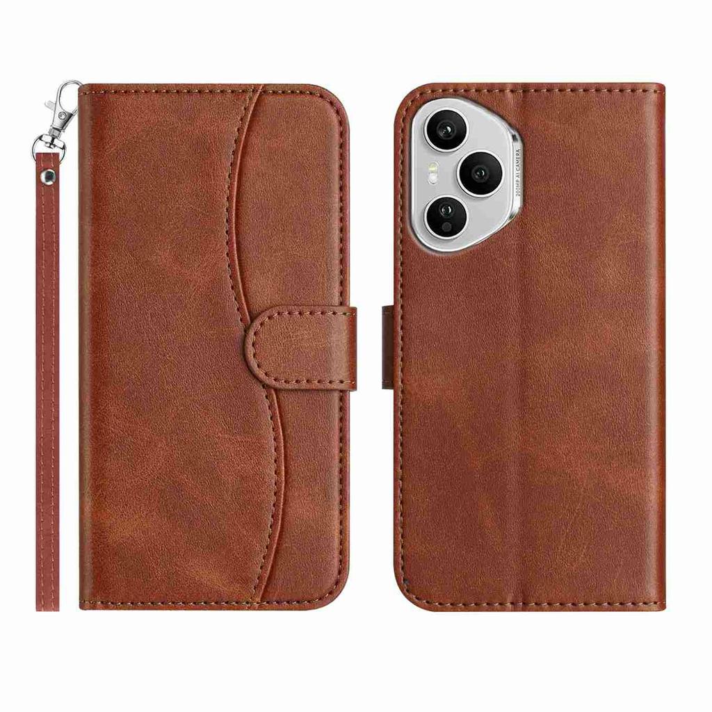 Stand Case for Honor 400 Pro 5G (Global)G PU Leather Wallet Phone Cover S Shape Stitching Design with Strap