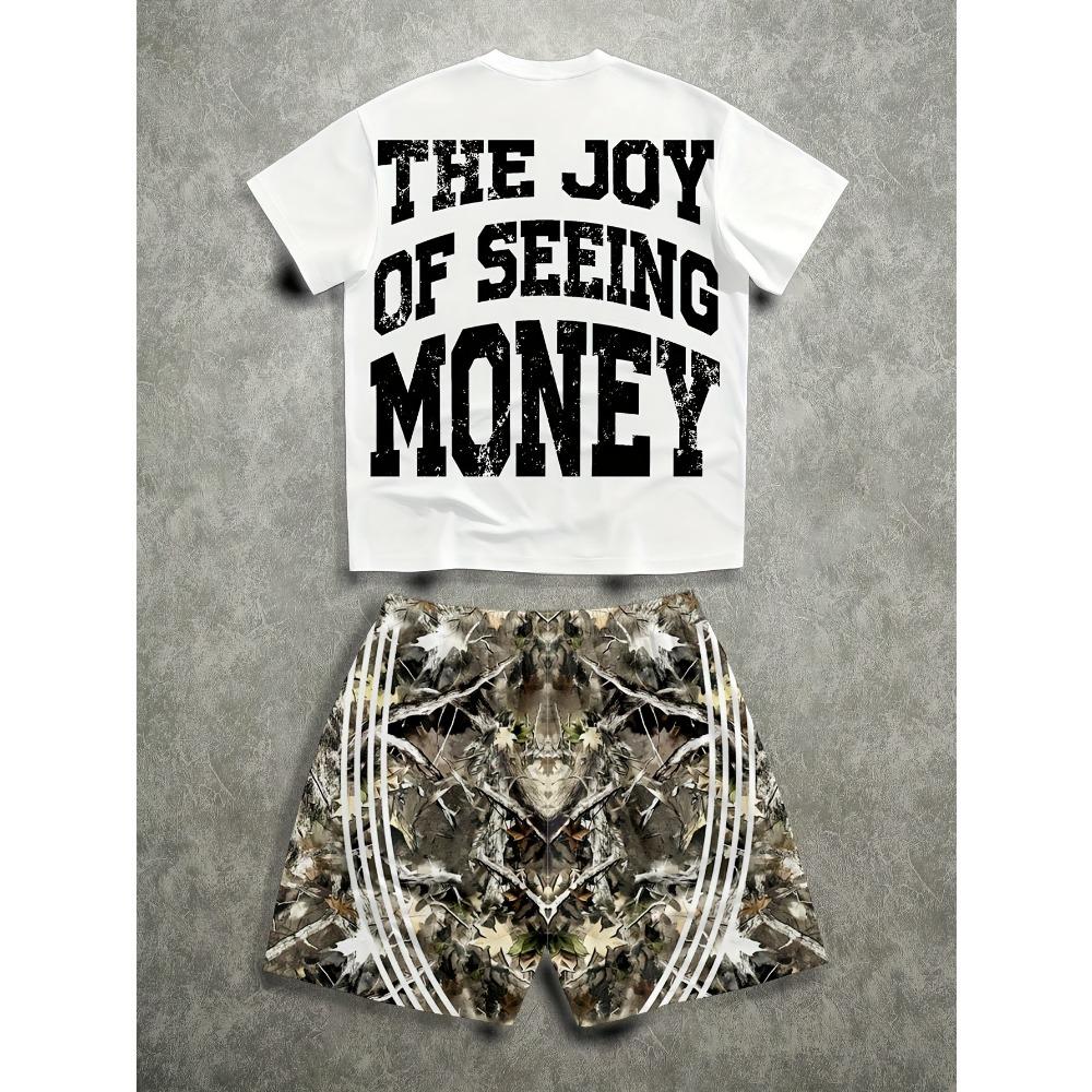 Fashion Letter Pattern Printed Men's T-shirt and Shorts 2 Piece Set Summer Casual Outfit for Men's and Women's Clothing Top