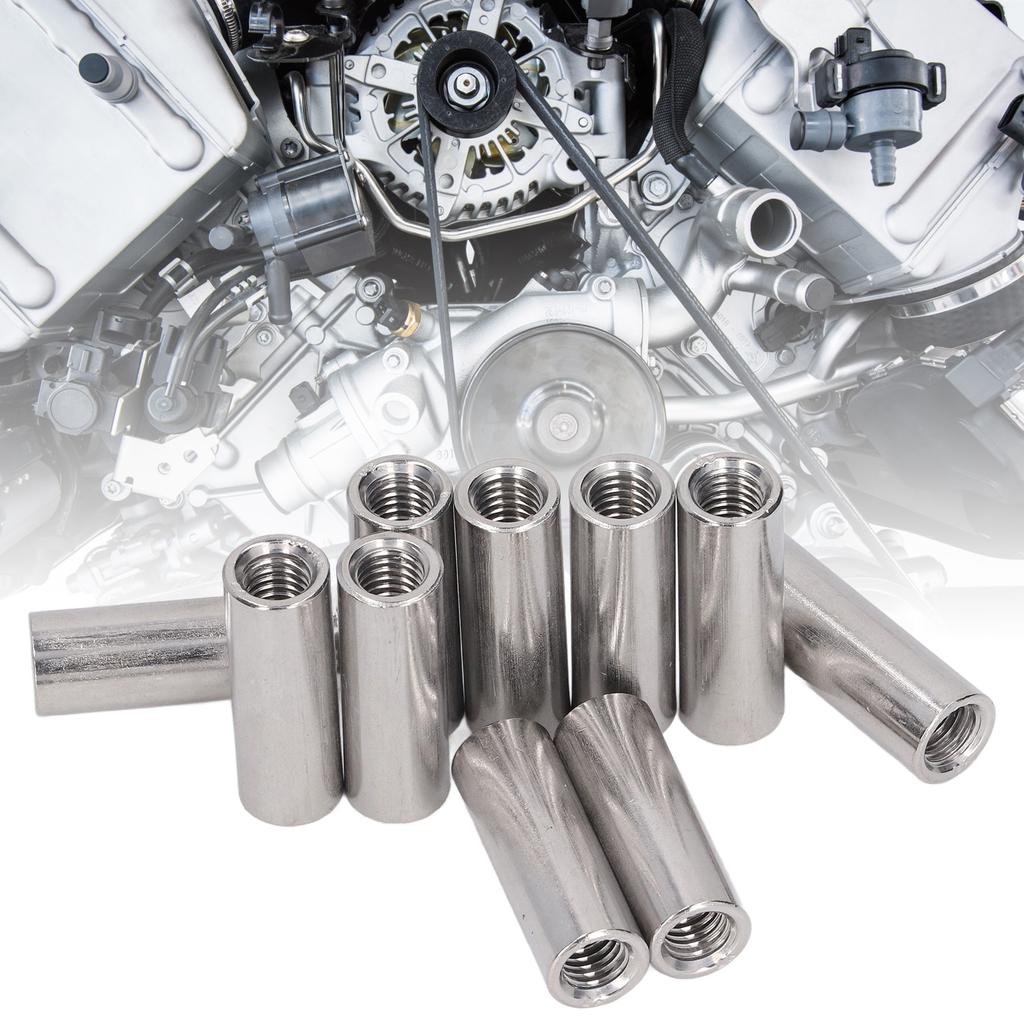 10 Pièces Écrou de Raccordement Connecteur de Tige Ronde Filetage Femelle Acier Inoxydable 304 M8x1.25 12 L35mm
