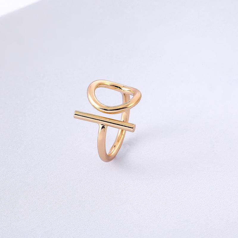 Японско-корейское минималистичное полосатое геометрическое медное кольцо - уникальный невыцветающий дизайн для пар Adjustable Open золотой