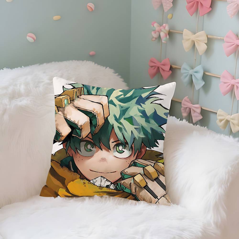 Anime Cute L-Izuku Midoriya Pillow Case Cushion Cover Soft Cute Throw Pillow Case For Car Sofa Pillowcase Polyester With Zipper