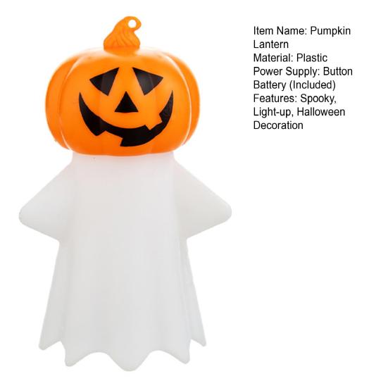 Halloween Pumpkin Ghost Night Light Battery Operated Ghost Lamp with Pumpkin Head Decorative Bedside Lamp for Home Dorm Decor
