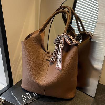 Büyük Kapasiteli İşe Gidiş Geliş Koltuk Altı Kova Çanta Moda ve Basit Günlük İpek Eşarp Taşınabilir Çocuk ve Anne Tote Çanta