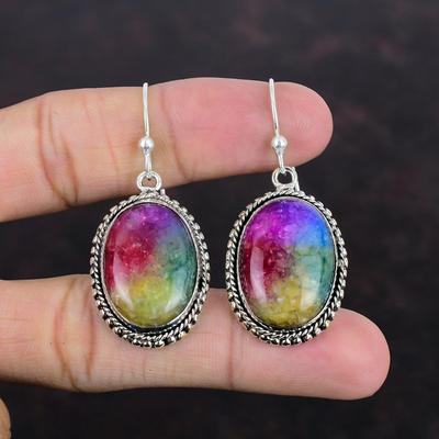 Rainbow Solar Quartz Druzy Earring 925 Sterling Silver Earrings Vintage Gemstone Earring Handmade Jewelry Brand New Earring Engagement Gifts