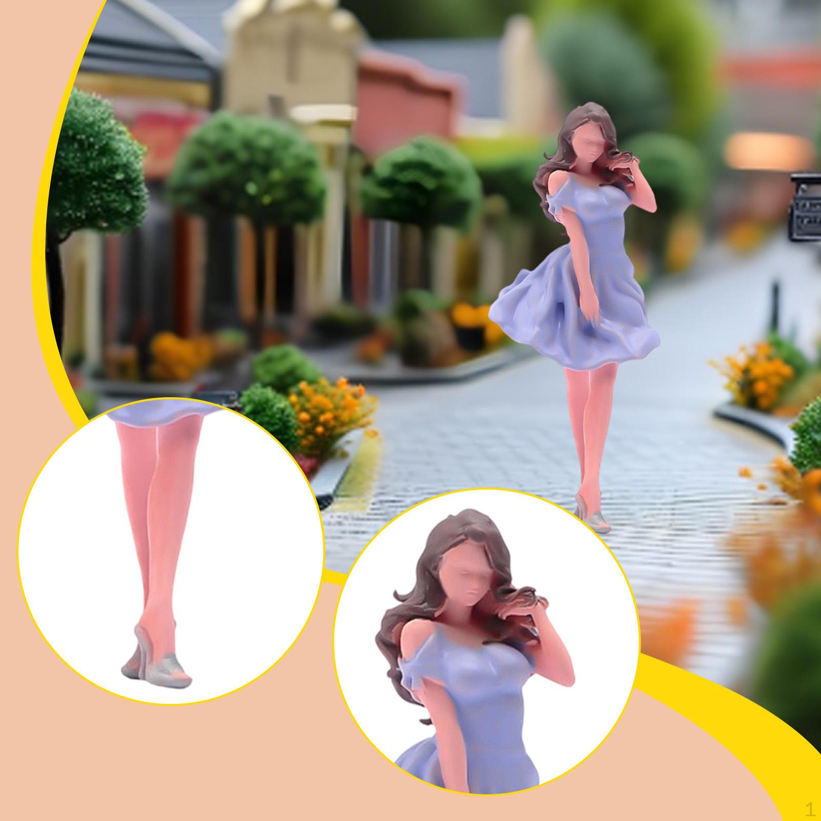1/64 Miniature Girl Figures 1:64 Scale Mini,Collection Realistic Diorama Tiny People Model for