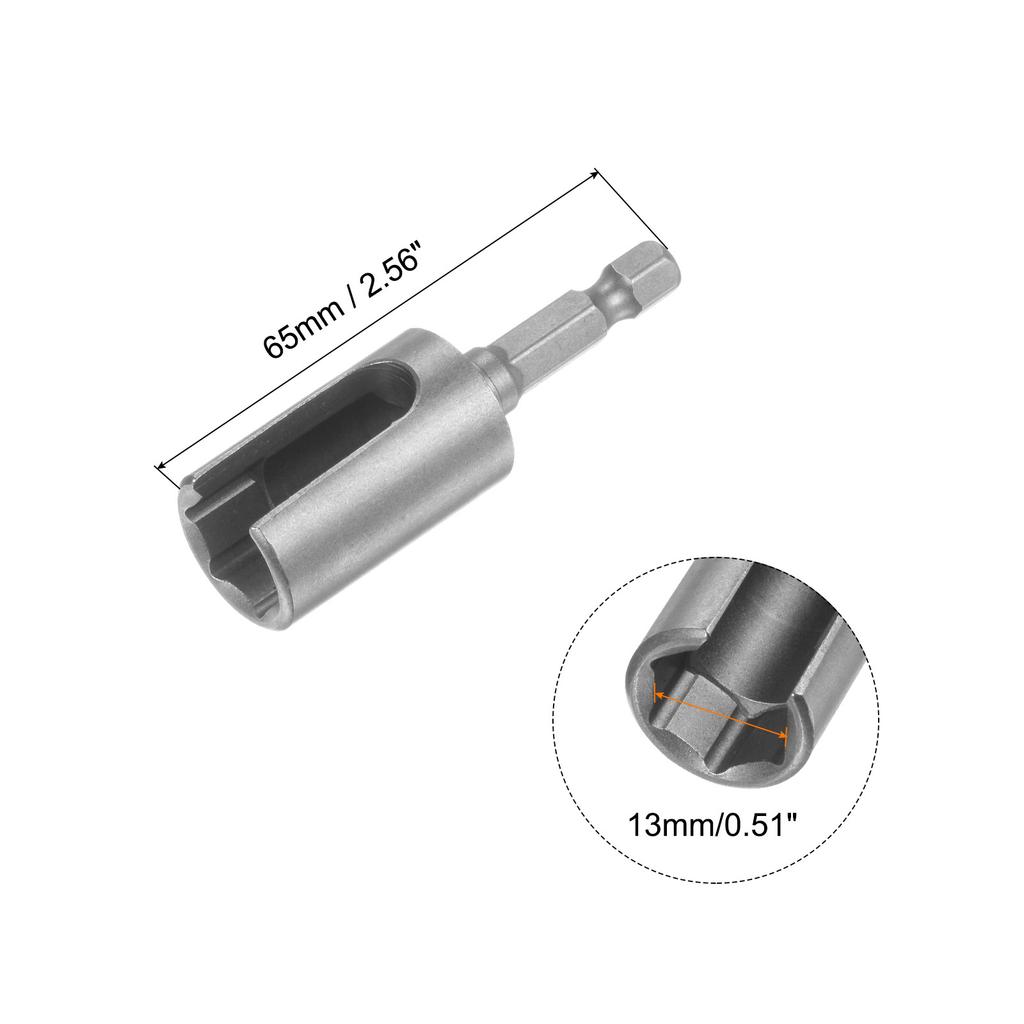 1pc 65/80/100mm Long 10/12/13/14/16/17/19mm Hex Nut Socket Slotted Extension Driver Bit Adapter 1/4" Hex Shank Cr- V