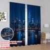 2D flat printing 2pcs Window Treatment Curtains skyline (3) Durable 100% Polyester Fabric  Without Electricity Festive Backdrops