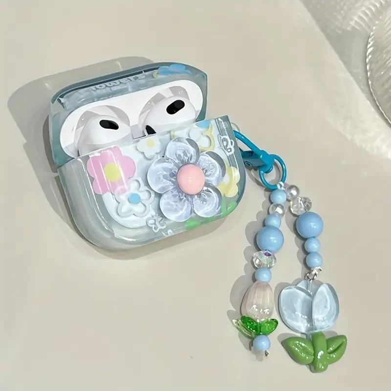 Applicable AirPods 1 Protective Cover Ins Three-dimensional Flower with Pendant Airpodspro1 Earphone Cover Third Generation Soft Case