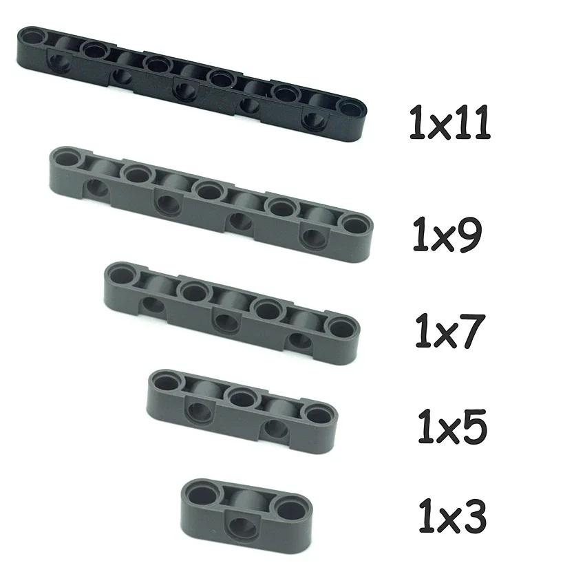 Technical MOC Thick Beam Studless Liftarm with Holes 1x3 1x5 1x7 1x9 1x11 Building Blocks DIY Toys