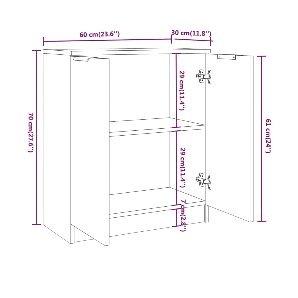 Credenza Bianca 60x30x70 cm Truciolato