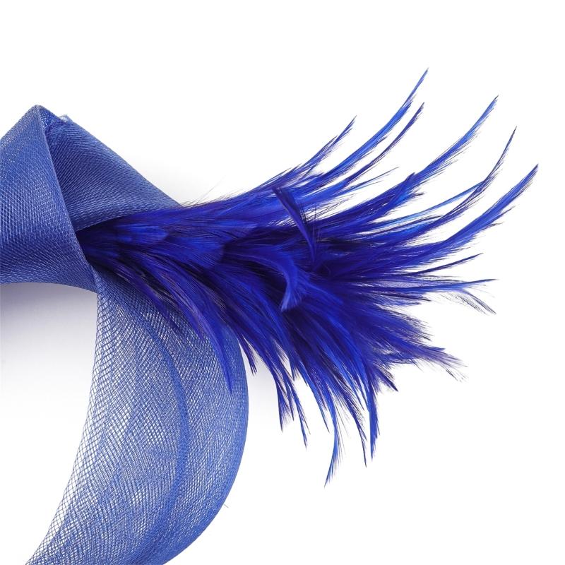 Elegant Feather Hairband with Tulle Bows Old Style Mesh Headband for Women Girls Wedding Party Photo Shoot Accessories
