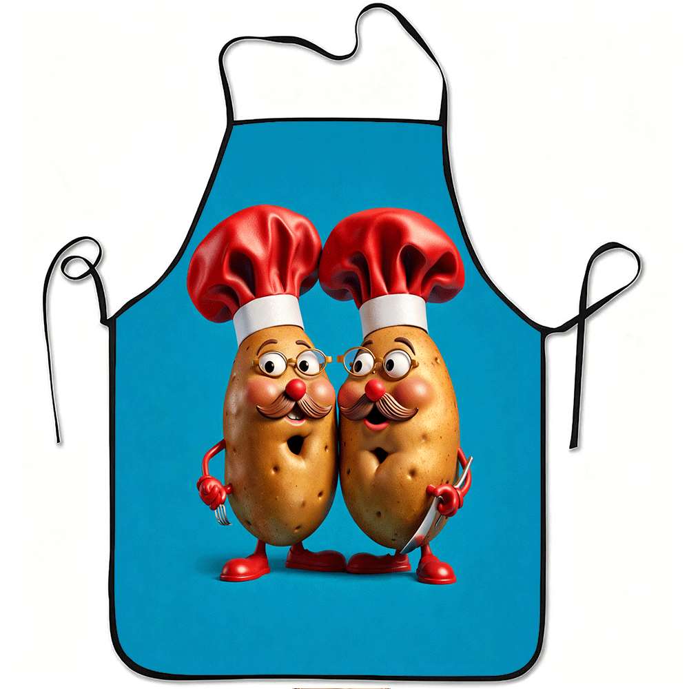 1pc Fun Potato Chef Apron with Potato Print - Adjustable Waistband, Suitable for Cooking, Gardening, Orchard Picking, Christmas, And Halloween - Durab