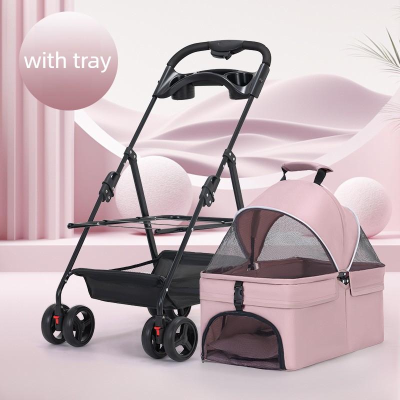 Lightweight Pet Cart Dog Foldable Separation Strollers Medium Dog Cart Dog Detachable Car Carrier Bag Pet Carriers with Plate