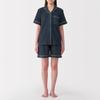 MUJI Tile Dark Size Size XS Women's Double-Sided Short-Sleeve Pajamas, Navy, FD1L9A5S,