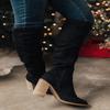 Autumn and Winter Footwear Comfortable Thick-soled Large-size Long-tube Thick-heeled Pointed-side Zipper Women's Boots
