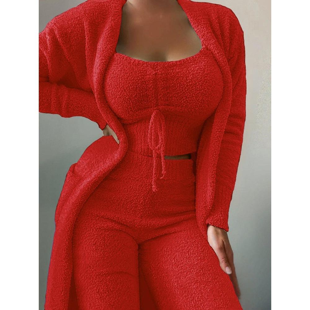 GMXIA Autumn and Winter Women's Slimming Three-piece Set, A Trendy Casual Solid-color Long-sleeved Suit for Women