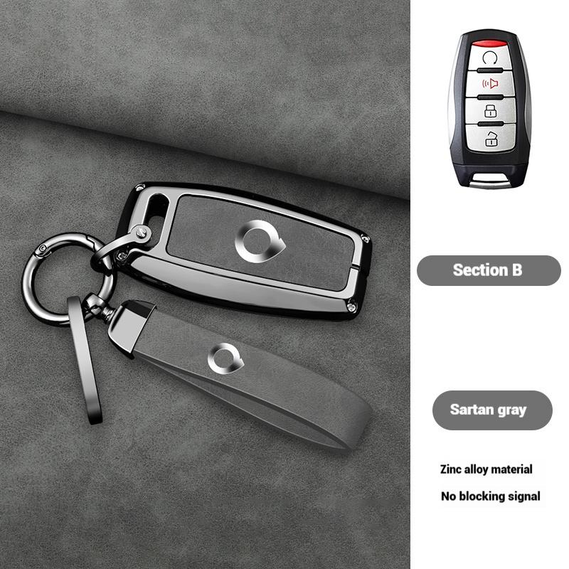 Zinc Alloy Genuine Leather Auto Key Fob Cover Case Fit For Great Wall Ower GWM P Series Pickup Great Wall Poer Truck Key Ring Accessori