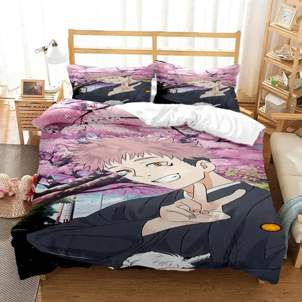 3D Anime Jujutsu Kaisen Digital Bedding Set Printed With Pillowcase Bed Duvet Cover Soft Single Double Queen Super King Size