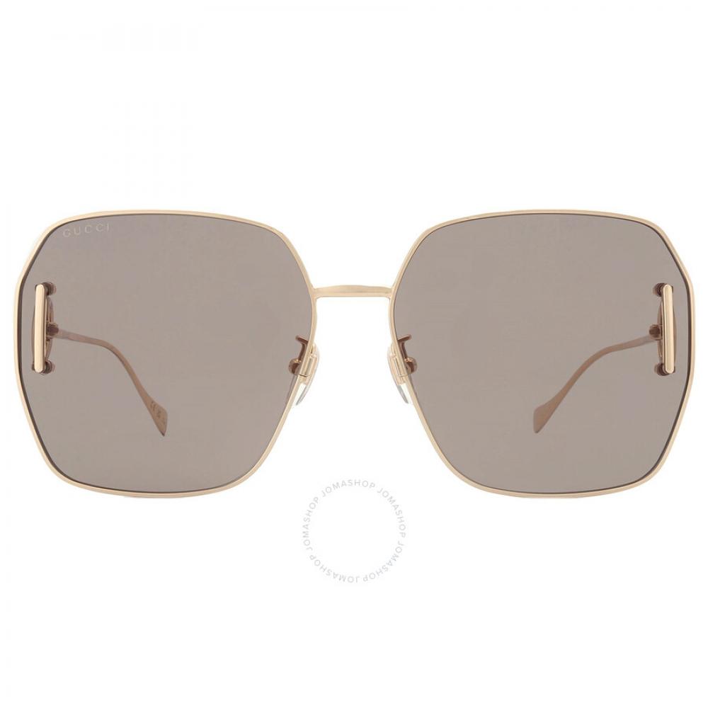 

Gucci Коричневые женские солнцезащитные очки оверсайз GG1207SA 005 64