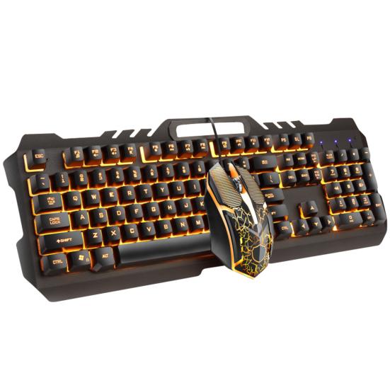 

T21 Курсорная мышь LED RGB подсветка Проводная Металлическая Механическая Клавиатура Набор мыши