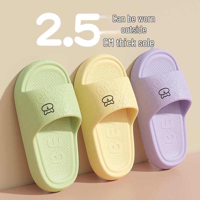 Non-Slip Cartoon Bear Slippers for Kids - Odorless, Quiet, and Cool Summer Footwear for Boys & Girls