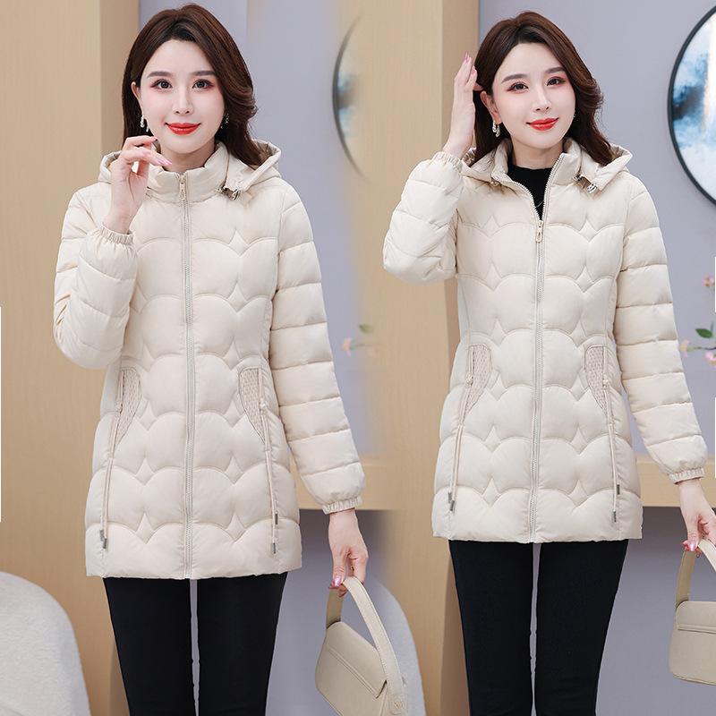 

Хлопковая одежда средней длины и длинная женская зимняя новая утолщенная и тонкая модная большого размера свободная пуховая хлопковая куртка XL-100 or less