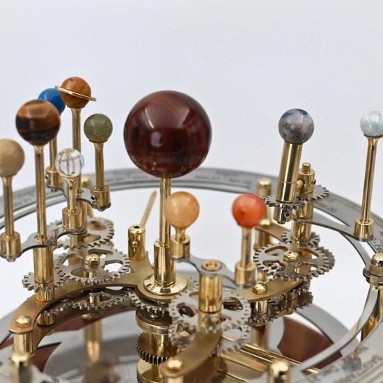 25.4 Cm Orrery, A Perfect Art To Display In Your Office or Room, Planets Made of Semi Precious Stones, A Hand Driven Model of Solar System