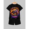 Fashionable Printed Casual Pullover Shorts Set for Boys, Round Neck Short Sleeved, Suitable for Outdoor Wear In Spring and Summer