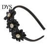 Flower Headband Princess Rhinestone Inlaid Multi-Petal 3D Flowers Lightweight Comfortable Hair Hoop Girls Party Accessory Transparent Plastic