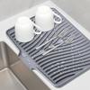 Silicone Drain Mat Nordic Style Heat-Resistant Rectangular Shape Sloped Design Non-slip Dish Drying Mat Kitchen Accessory