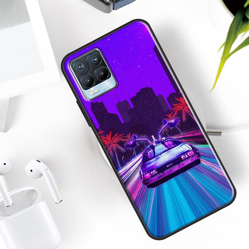 Synthwave 80s Retro Car Case For Realme 15 12 11 13 14 Pro Plus C65 C67 C61 C53 C55 C51 C25 C63 C71 C75 GT6 GT7 Pro Realme 11 Pro