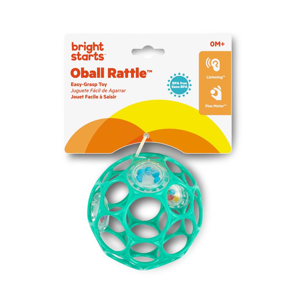 Bright Starts Oball Rattle Months and Stroller Teething Baby Light 11486 (0 Up), Toy, Toy, Softball, Gift, Blue,