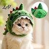 Funny Pet Outfit for Internet Celebrities Cute Dinosaur Hat Cats Soft Plush Cat Headwear Secure Fit Cats with Shark Design Novelty Green Costume 3D