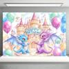 2D Flat Design 1-piece Birthday Happy Magic Dragon Castle Balloon Background Fabric Suitable for Garden Decoration