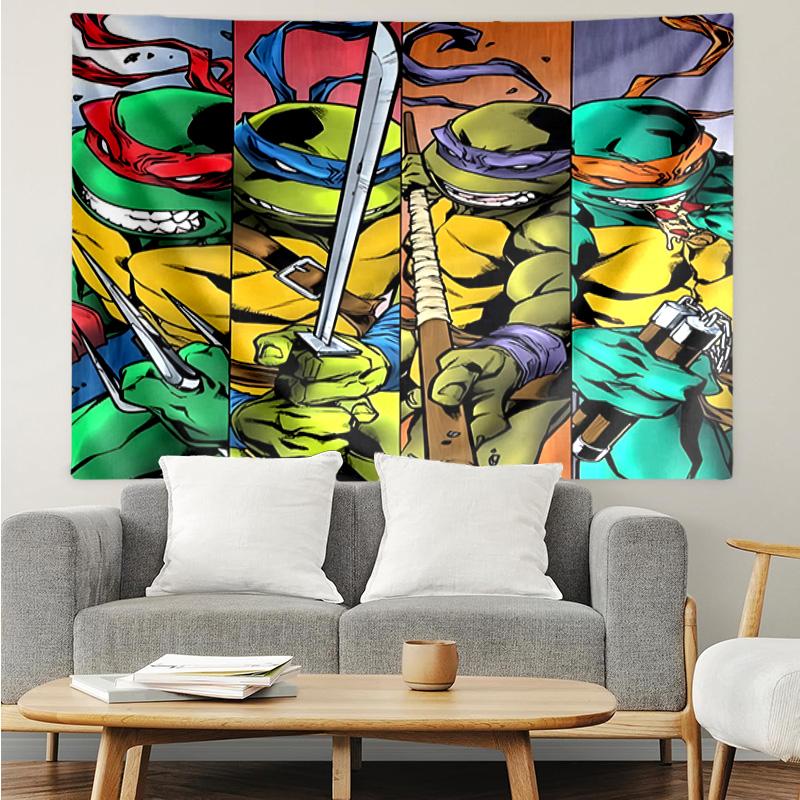 1PC Turtles Team Adventure Tapestry Accessories Playroom Tapestry, for Bedroom,Livingroom, Dormitory Room Wall Decor Fan Birthday Gifts