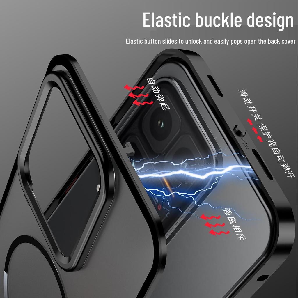Aluminum Alloy Snap-Button Phone Case with Magnetic Back for iQOO 15 Ultra - Ideal for Cross-Border Use