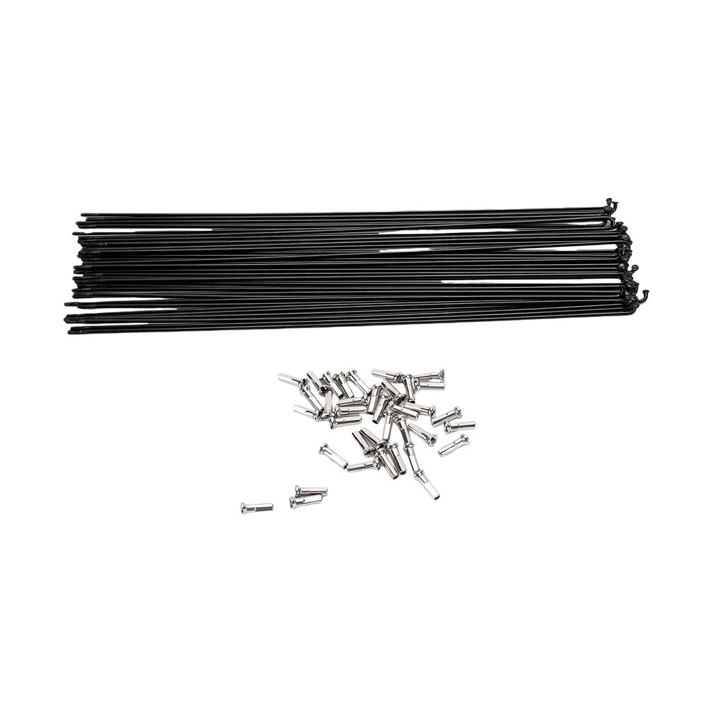 36pcs 260mm Bicycle Spokes with 14mm Spoke Caps Universal Fit Replacement Bicycle Spokes Black