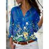 Women's Shirts Ombre Floral Graphic Stylish Casual Long Sleeved Shirts Collar Regular Tops Daily Buttons Women's Clothing