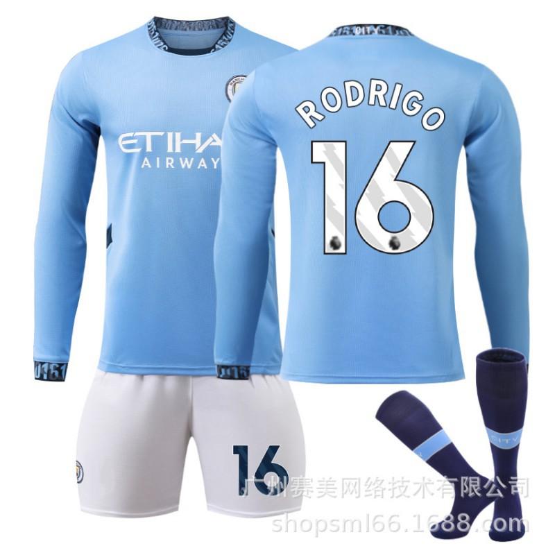 2425 Manchester City Heim Langarm Trikot Set 17 De Braunet 9 Harland 47 Forden 16 Rod Fußballtrikots