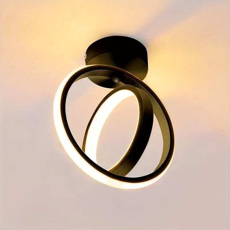 Quadratische Deckenleuchte, klein, modern, 2 Ringe, LED-Oberflächenbeleuchtung, Gang-Deckenlampe für Zuhause, Flur, Balkon, Büro, Glanz