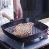 Cast Iron Steak Frying Pan Non-coated Steak Skillet Non-stick Thickened Fish Frying Pan Square Stripes Pan Kitchen Supplies Home