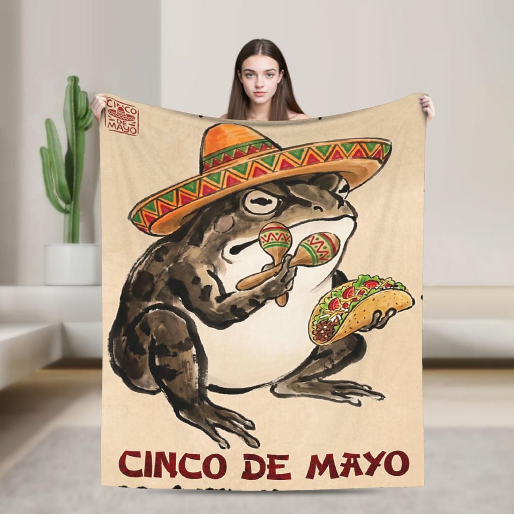 Warm Soft Blanket Boy Girl Travel Grumpy Frog Cinco De Mayo Anime Japanese Throw Blanket Flannel Bedspread For Couch Chair