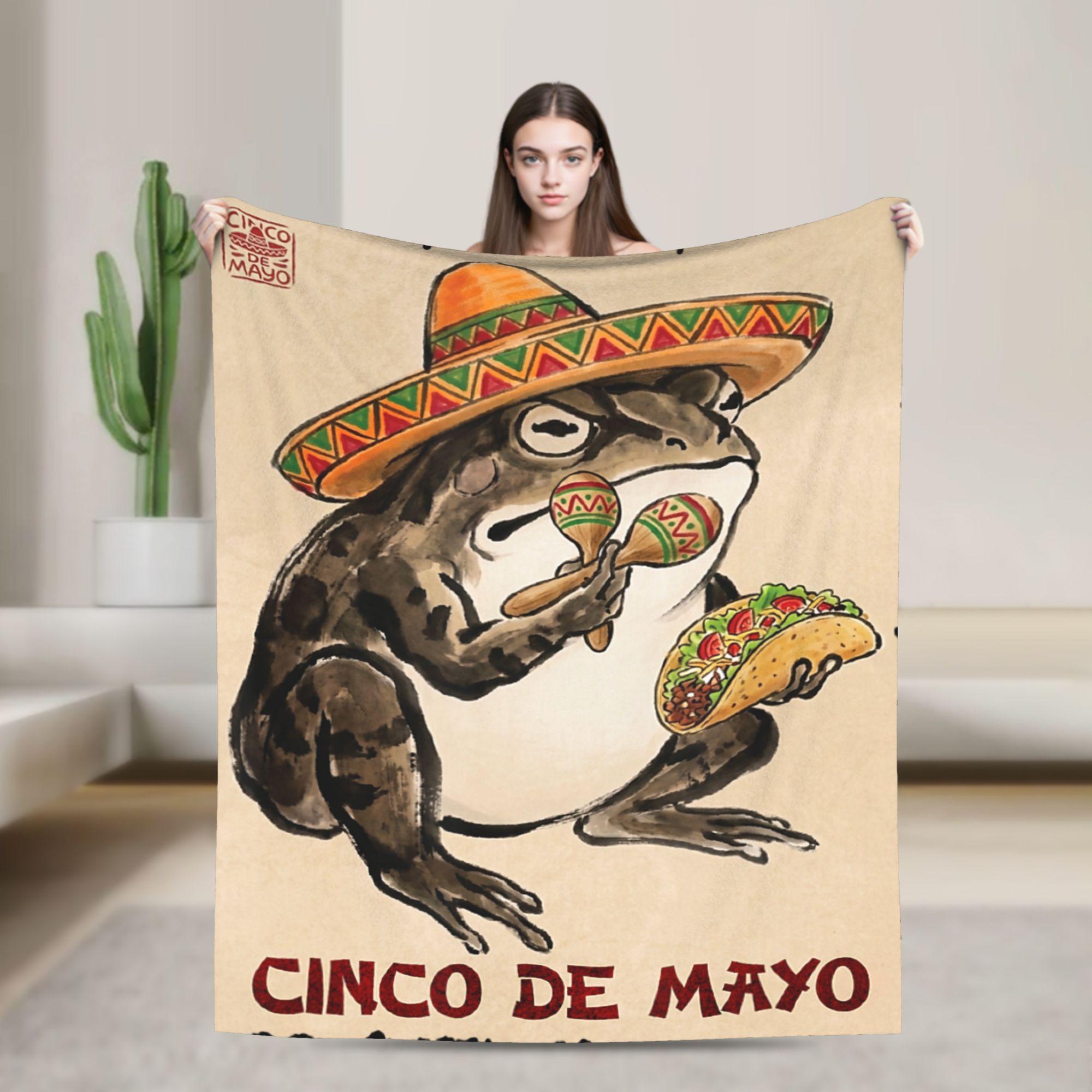 

Warm Soft Blanket Boy Girl Travel Grumpy Frog Cinco De Mayo Anime Japanese Throw Blanket Flannel Bedspread For Couch Chair 75x100cm (30x40inch)