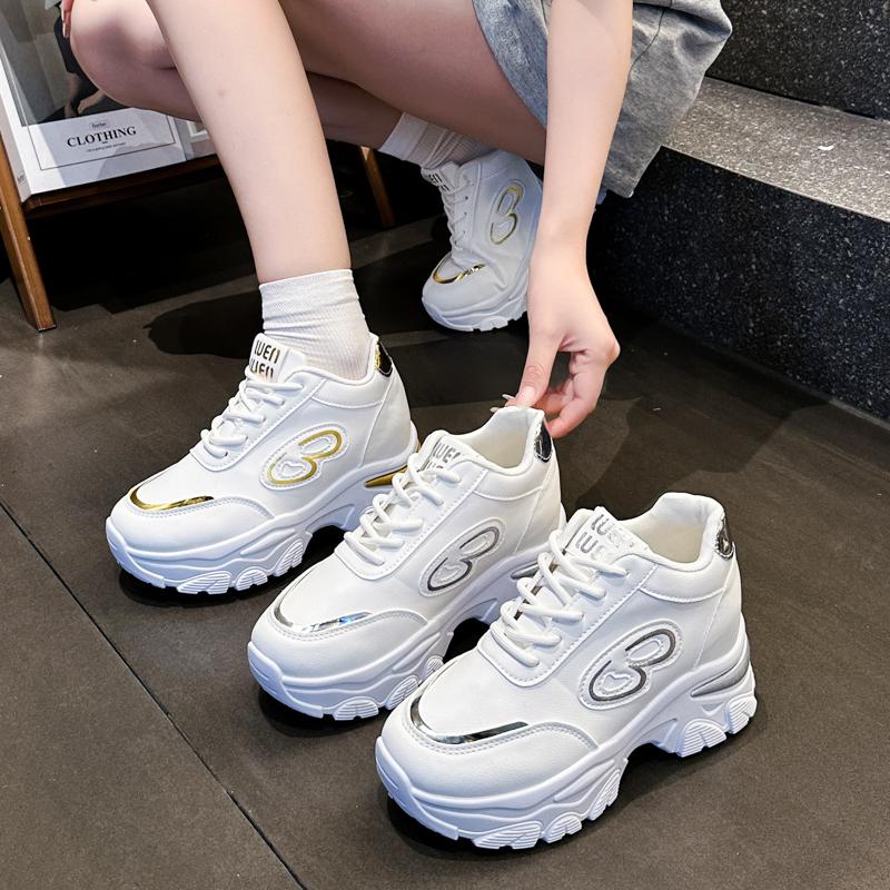 Fashionable And Comfortable New Women'S Vulcanized Shoes Spring And Autumn Elegant Lace Up Thick Soled Sports And Leisure Shoes
