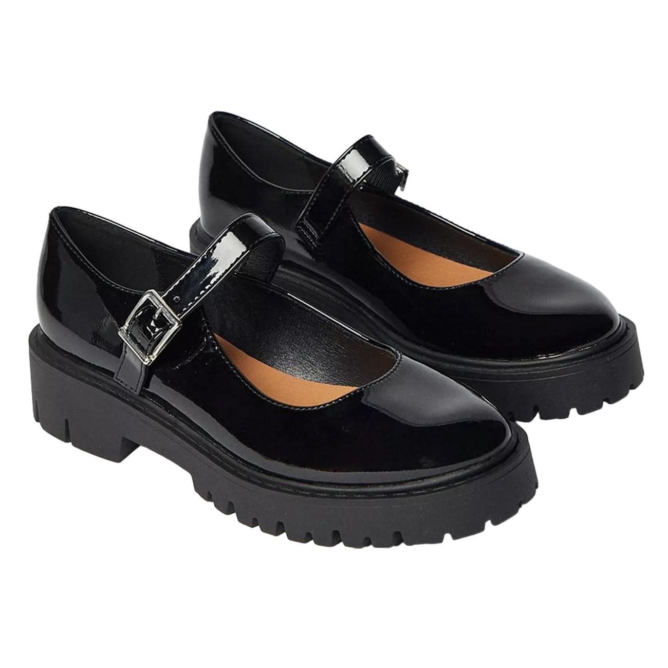 Faith Scarpe da donna/signora Naevia Mary Jane con tacco grosso 5 UK nero