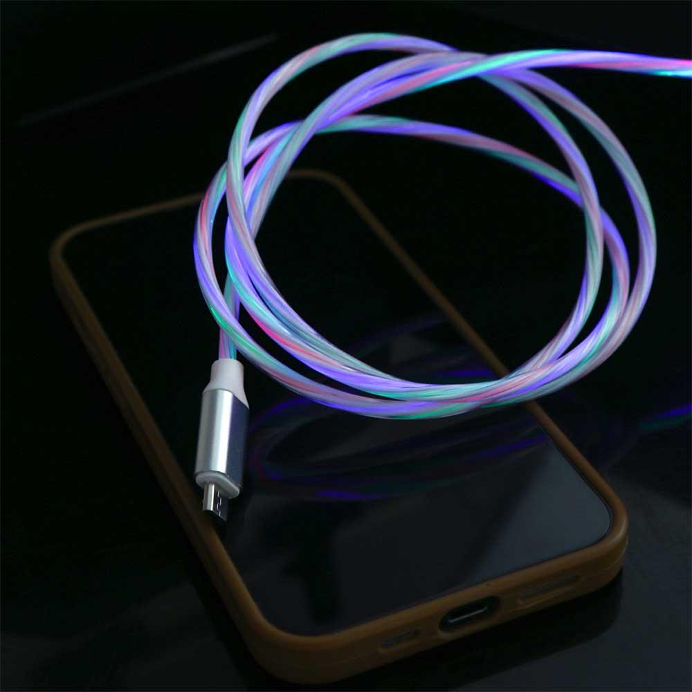 USB C Wire Type C Micro USB Type C Data Cord Charge Wire Mobile Phone Charging Cables Glowing Cable