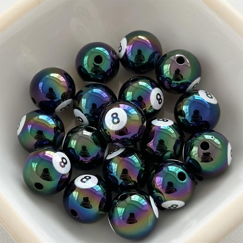 1Pc 16Mm Round Acrylic Big Hole Billiards Ball Loose Spacer Beads For Jewelry Making Diy Handmade Bracelet Findings